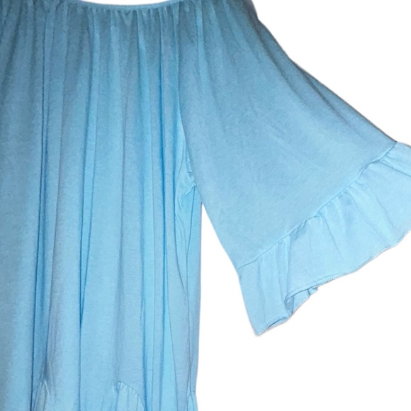 Baby Blue Off the Shoulder Tunic - Picture 2 of 5